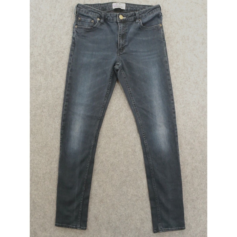 Acne Studios Jeans Womens 30 Blue Slim Straight Flex Basement Zip Mid Rise